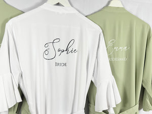 Sage Green Ruffle Bridesmaid Robes, Ruffle Robe, Bridal Robe, Bridesmaid Gift, Wedding Robes, Bride Robe, Bridal Party Robes, Green Robes