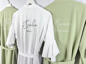 Sage Green Ruffle Bridesmaid Robes, Ruffle Robe, Bridal Robe, Bridesmaid Gift, Wedding Robes, Bride Robe, Bridal Party Robes, Green Robes