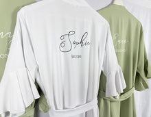 Load image into Gallery viewer, Sage Green Ruffle Bridesmaid Robes, Ruffle Robe, Bridal Robe, Bridesmaid Gift, Wedding Robes, Bride Robe, Bridal Party Robes, Green Robes