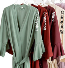 Load image into Gallery viewer, Burgundy Bridal Robe, Ruffle Bridesmaid Robes