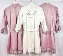 Load image into Gallery viewer, Mauve Bridesmaid robes, Bridesmaid Gift, Satin Bridal Robes, Bridal Party Robes, Wedding Robes, Personalised Bride Robe, Maid of Honour Gift