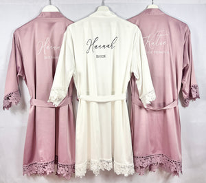 Mauve Bridesmaid robes, Bridesmaid Gift, Satin Bridal Robes, Bridal Party Robes, Wedding Robes, Personalised Bride Robe, Maid of Honour Gift