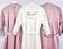 Load image into Gallery viewer, Mauve Bridesmaid robes, Bridesmaid Gift, Satin Bridal Robes, Bridal Party Robes, Wedding Robes, Personalised Bride Robe, Maid of Honour Gift