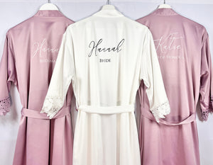 Mauve Bridesmaid robes, Bridesmaid Gift, Satin Bridal Robes, Bridal Party Robes, Wedding Robes, Personalised Bride Robe, Maid of Honour Gift