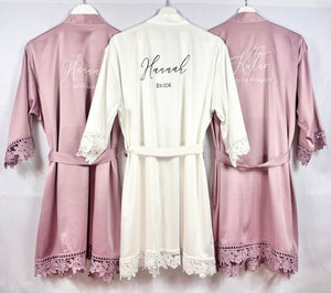 Mauve Bridesmaid robes, Bridesmaid Gift, Satin Bridal Robes, Bridal Party Robes, Wedding Robes, Personalised Bride Robe, Maid of Honour Gift