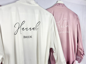 Mauve Bridesmaid robes, Bridesmaid Gift, Satin Bridal Robes, Bridal Party Robes, Wedding Robes, Personalised Bride Robe, Maid of Honour Gift