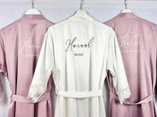 Load image into Gallery viewer, Mauve Bridesmaid robes, Bridesmaid Gift, Satin Bridal Robes, Bridal Party Robes, Wedding Robes, Personalised Bride Robe, Maid of Honour Gift