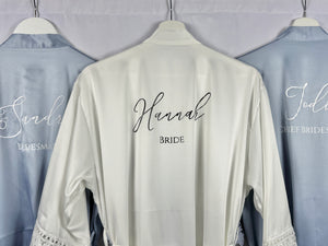 Dusty Blue Bridesmaid Robes Maid of Honour Personalised Robe, Mother of the Groom Dressing Gown, Mother of the Bride Bridal Party Satin Robe