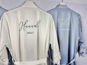 Dusty Blue Bridesmaid Robes Maid of Honour Personalised Robe, Mother of the Groom Dressing Gown, Mother of the Bride Bridal Party Satin Robe