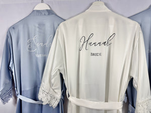 Dusty Blue Bridesmaid Robes Maid of Honour Personalised Robe, Mother of the Groom Dressing Gown, Mother of the Bride Bridal Party Satin Robe
