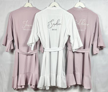 Load image into Gallery viewer, Ruffle Bridesmaid Robes, Ruffle Robe, Bridal Robe, Bridesmaid Gift, Wedding Robes, Bride Robe, Bridal Party Robes, Lavender Robes