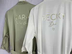 Sage Bridesmaid Robe, Bride Robe, Personalised Green Bridal Party Robes, Bridesmaid Gift, Bridal Robes, Wedding Robes, Dressing Gown
