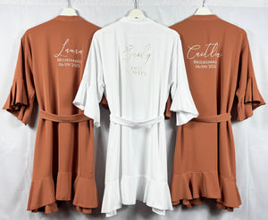Terracotta Bridal Robes, Ruffle Robe, Rust Bridesmaid Robe,Bridesmaid Gift,Wedding Robes, Bride Robe, Bridal Party Robes, Burnt Orange Robe