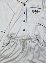 Load image into Gallery viewer, Long Sleeve Long Pants Satin Pyjamas Personalised Pjs, Bridesmaid Pyjamas
