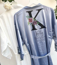 Load image into Gallery viewer, Dusty Blue Satin Bridesmaid Robes, Bridesmaid Gifts, Bride to be Gift, Bride Robe, Bridal Robes, Wedding Robes, Wedding Dressing Gown