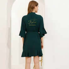 Load image into Gallery viewer, Sage Green Ruffle Bridesmaid Robes, Ruffle Robe, Bridal Robe, Bridesmaid Gift, Wedding Robes, Bride Robe, Bridal Party Robes, Green Robes