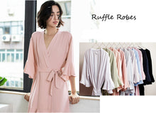 Load image into Gallery viewer, Dusty Mauve Ruffle Wedding Robe, Bridesmaid Robe, Ruffle Robe, Bridal Robe, Bridesmaid Gift, Bride Robe, Bridal Party Robe Various Colours