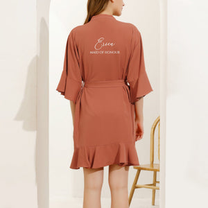 Terracotta Bridal Robes, Ruffle Robe, Rust Bridesmaid Robe,Bridesmaid Gift,Wedding Robes, Bride Robe, Bridal Party Robes, Burnt Orange Robe