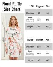 Load image into Gallery viewer, Navy Floral Print Ruffle Wedding Robes, Bridesmaid Robes Ruffle Robe, Bridal Robe, Bridesmaid Gift, Bride Robe, Bridal Party Robes