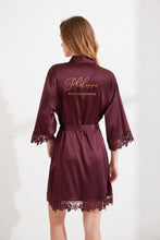 Load image into Gallery viewer, Bridesmaid robes, Bridesmaid Gift, Bridal Robes, Bridal Party Robes, Wedding Robes, Bride Robe,Plum Burgundy Robe,Navy Robe,Green Satin Robe