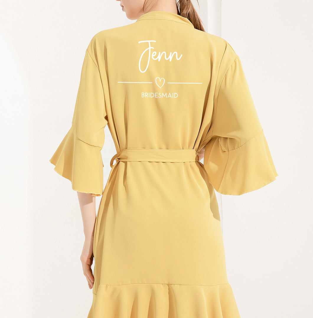 Lemon Bridal Robes,Ruffle Bridesmaid Robes, Ruffle Robe, Bridesmaid Gift, Wedding Robes,Bride Robe,Bridal Party Robes,Sunflower Yellow Robes