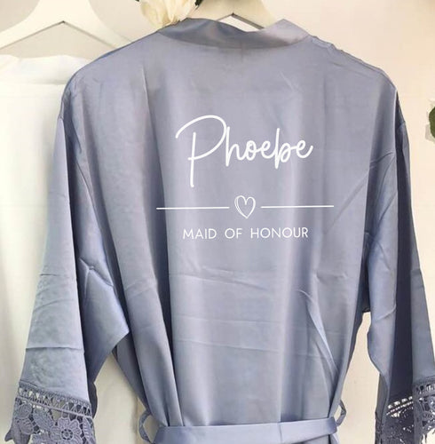 Bridesmaid Robes, Bridesmaid Gift, Bridal Robes, Bridal Party Robes, Wedding Robes, Bride Robe, Dusty Blue Robes, Navy Robes, Satin Robes