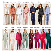 Load image into Gallery viewer, Dusty Rose Pink Personalised Bridal Pjs, Bridesmaid Gift, Long Sleeve Long Pants Satin Pyjamas
