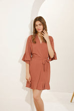 Load image into Gallery viewer, Ruffle Bridesmaid Robes, Burnt Orange Rust Wedding Robes Ruffle Robe, Bridal Robe, Bridesmaid Gift, , Bride Robe, Bridal Party Robes