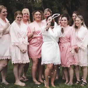 Soft Pink Satin Bridal Robes, Personalised Bridesmaid Robes, Blush Bridal Party Robes, Hen Party Gifts, Wedding Robes Bridesmaid Gift