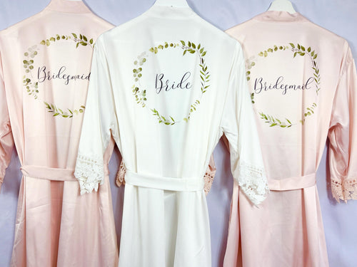 Personalised Bridesmaid Robes, Bride Gift, Bridesmaid Gift, Bride Robe, Bridal Robes, Bridal Party Wedding Robes, Satin Lace Dressing Gown