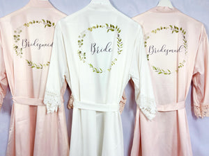 Personalised Bridesmaid Robes, Bride Gift, Bridesmaid Gift, Bride Robe, Bridal Robes, Bridal Party Wedding Robes, Satin Lace Dressing Gown