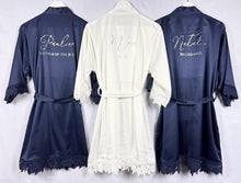 Load image into Gallery viewer, Bridesmaid robes, Bridesmaid Gift, Bridal Robes, Bridal Party Robes, Wedding Robes, Bride Robe, Navy Robes, Forest Green Robes, Satin Robes