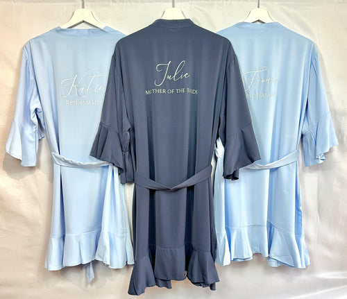 Ruffle Bridesmaid Robes, Ruffle Robe, Bridal Robe, Bridesmaid Gift, Navy Wedding Robes, Bride Robe, Bridal Party Robes, Sky Blue Robes