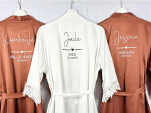 Load image into Gallery viewer, Rust Burnt Orange Bridesmaid Robes, Bridesmaid Gift, Bridal Robes, Bridal Party Robes, Wedding Robes, Bride Robe, Orange Robes, Satin Robes