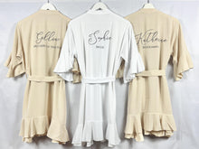 Load image into Gallery viewer, Champagne Ruffle Robe, Bridesmaid Robes, Bride Robe, Bridesmaid Gift, Wedding Robes, Bride Robe, Bridal Party Robes, Wedding Dressing Gown