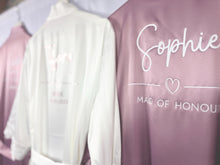 Load image into Gallery viewer, Bridal Robes, Bride Robe, Bridesmaid Robe, Personalised Robe, Mauve Robes, Bridal Party Robes, Bridal Shower Bridesmaid Gift, Wedding Robes