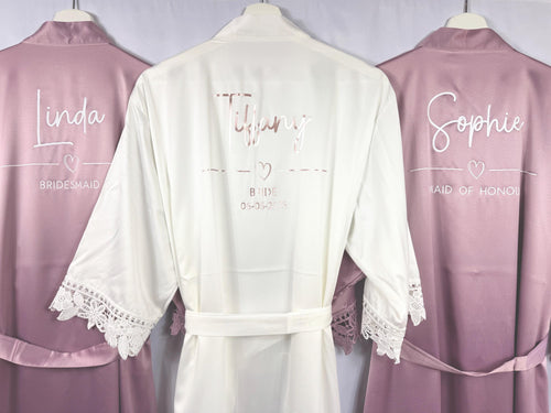 Bridal Robes, Bride Robe, Bridesmaid Robe, Personalised Robe, Mauve Robes, Bridal Party Robes, Bridal Shower Bridesmaid Gift, Wedding Robes
