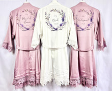 Load image into Gallery viewer, Mauve Bridesmaid Robe, Lavender Bridal Party Robes, Purple Personalised Bride Robe, Bridesmaid Gift, Lilac Satin Wedding Robe Dressing Gown