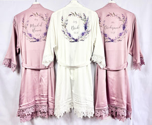 Mauve Bridesmaid Robe, Lavender Bridal Party Robes, Purple Personalised Bride Robe, Bridesmaid Gift, Lilac Satin Wedding Robe Dressing Gown