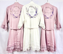Load image into Gallery viewer, Mauve Bridesmaid Robe, Lavender Bridal Party Robes, Purple Personalised Bride Robe, Bridesmaid Gift, Lilac Satin Wedding Robe Dressing Gown