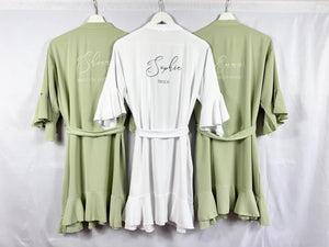 Sage Green Ruffle Bridesmaid Robes, Ruffle Robe, Bridal Robe, Bridesmaid Gift, Wedding Robes, Bride Robe, Bridal Party Robes, Green Robes