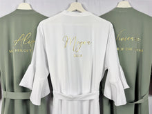 Load image into Gallery viewer, Eucalyptus Ruffle Bridesmaid Robes, Ruffle Robe, Bridal Robe, Bridesmaid Gift, Wedding Robes, Bride Robe, Bridal Party Robes, Green Robes