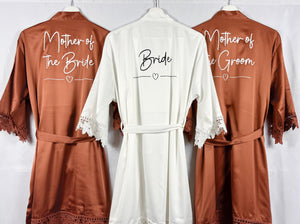 Burnt Orange Bridesmaid Robes, Rust Bridal Party Robes, Satin Wedding Robes, Bridesmaid Gift, Mother of the Bride Dressing Gown, Bride Robe