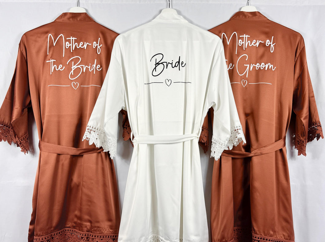 Burnt Orange Bridesmaid Robes, Rust Bridal Party Robes, Satin Wedding Robes, Bridesmaid Gift, Mother of the Bride Dressing Gown, Bride Robe