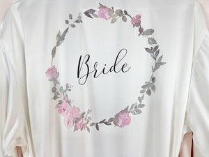 Soft Pink Satin Bridal Robes, Personalised Bridesmaid Robes, Blush Bridal Party Robes, Hen Party Gifts, Wedding Robes Bridesmaid Gift