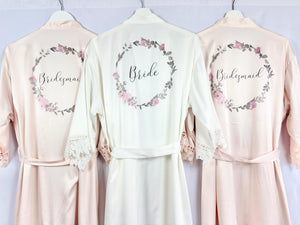 Soft Pink Satin Bridal Robes, Personalised Bridesmaid Robes, Blush Bridal Party Robes, Hen Party Gifts, Wedding Robes Bridesmaid Gift