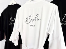 Load image into Gallery viewer, Black Bridesmaid Robes, Ruffle Robe, Bride Robe, Bridesmaid Gift, Wedding Robes, Bride Robe, Bridal Party Robes, Wedding Dressing Gown Gift