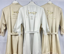 Load image into Gallery viewer, Personalised Bridal Robe, Champagne Satin &amp; Lace Wedding Robes Ideal Bridesmaid Proposal Hen Do Gifts, Bride Bridesmaids Bachelorette Robe