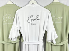 Load image into Gallery viewer, Sage Green Ruffle Bridesmaid Robes, Ruffle Robe, Bridal Robe, Bridesmaid Gift, Wedding Robes, Bride Robe, Bridal Party Robes, Green Robes
