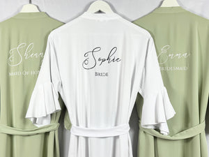 Sage Green Ruffle Bridesmaid Robes, Ruffle Robe, Bridal Robe, Bridesmaid Gift, Wedding Robes, Bride Robe, Bridal Party Robes, Green Robes